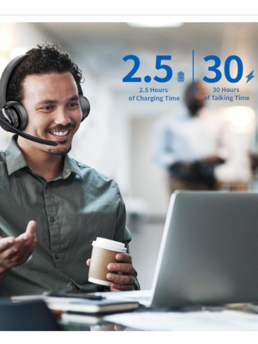 Bluetooth Wireless, Hands Free, Noise Cancelling Headset with Charging Base - Picture 6 of 6